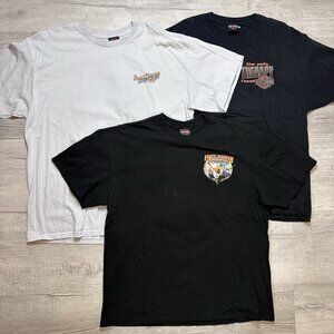 Lot of 3 Harley Davidson T-Shirts Men's Size XL Graphic Tee Double Sided